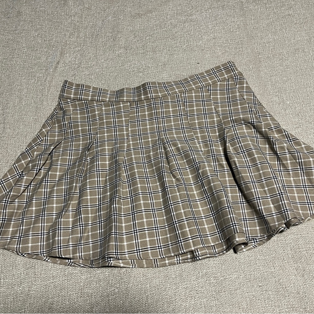Garage Brown Plaid Mini Skirt